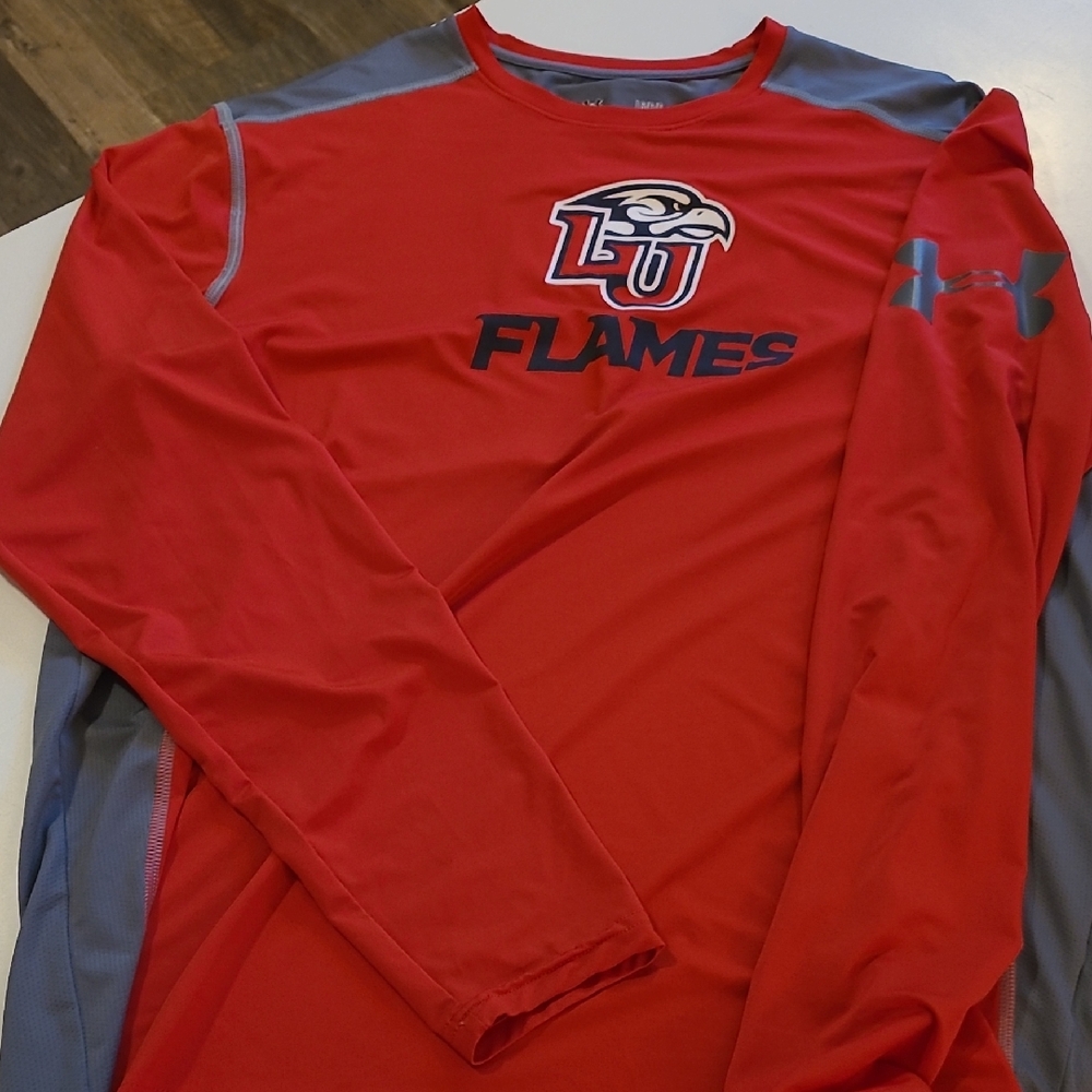 Under Armour Red and Gray Liberty Flames Shirt
